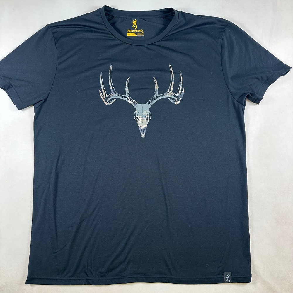 Browning Mens 3XL Performance Shirt Whitetail Deer Skull Hunting Graphic Tee